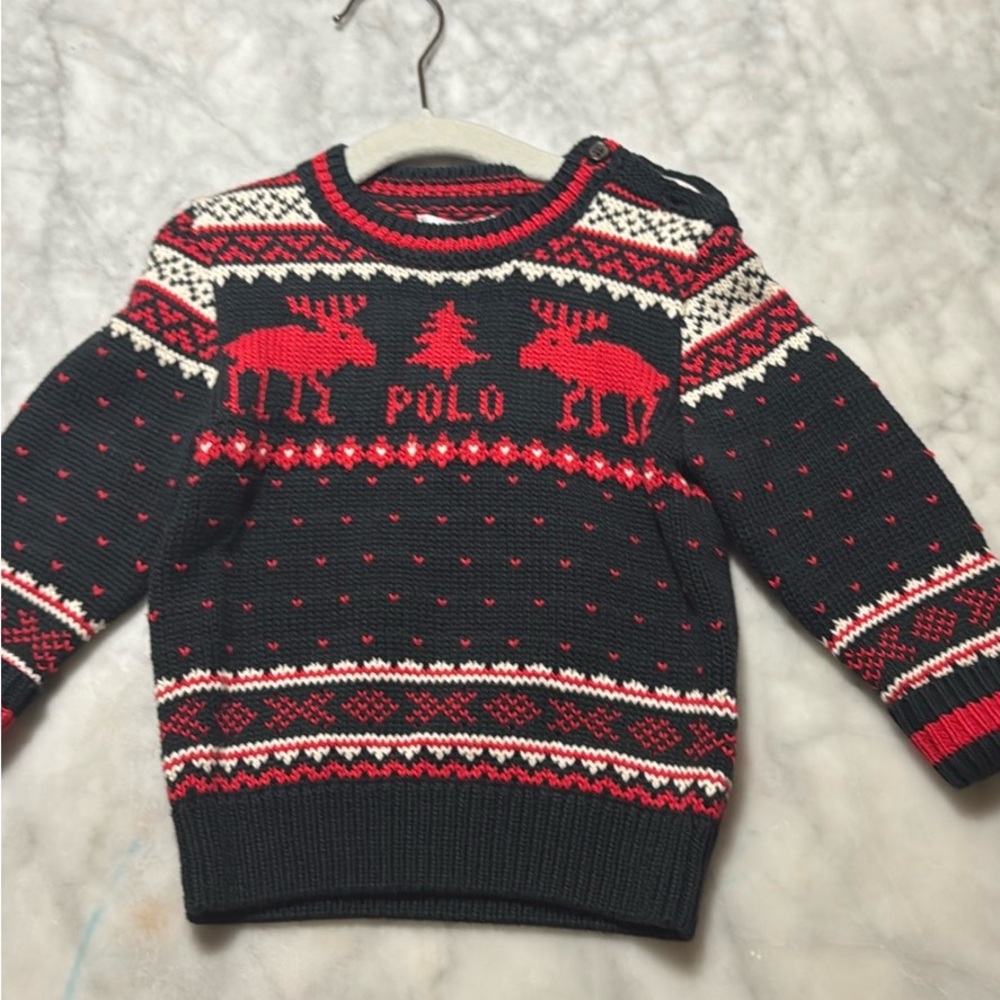 Ralph Lauren Black and Red Knit Sweater BNWT